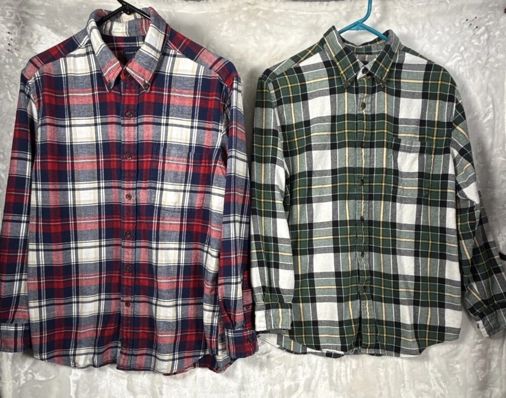 2 Saddlebred Tartan Flannel Casual Button Up Shirt Womens Large L Multicolor